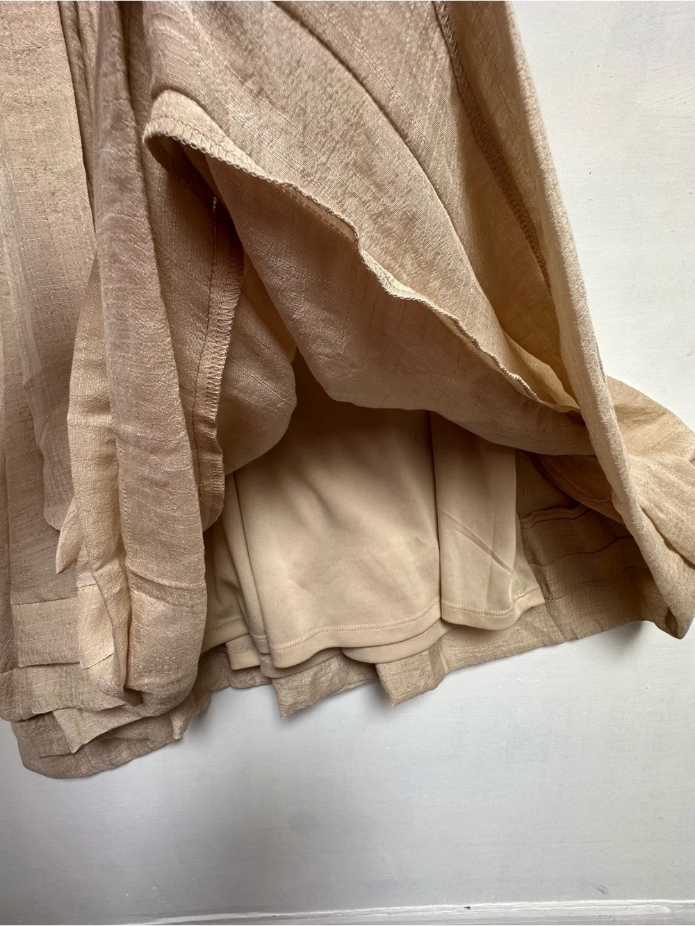NEW Indigo Rose Dress Halter Taupe/Tan Knee Length Pleated Belted LARGE NWT